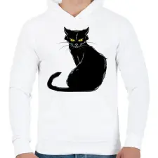 PRINTFASHION cica - Férfi kapucnis pulóver - Fehér férfi pulóver, kardigán