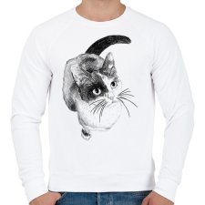 PRINTFASHION Cica - Férfi pulóver - Fehér férfi pulóver, kardigán