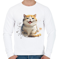 PRINTFASHION cica - Férfi pulóver - Fehér férfi pulóver, kardigán