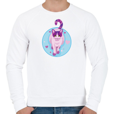 PRINTFASHION Cica - Férfi pulóver - Fehér