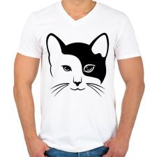 PRINTFASHION Cica - Férfi V-nyakú póló - Fehér férfi póló