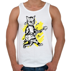 PRINTFASHION Cica gitárral - Férfi atléta - Fehér