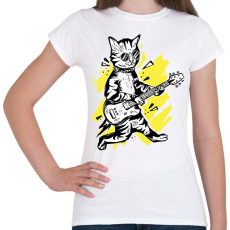 PRINTFASHION Cica gitárral - Női póló - Fehér