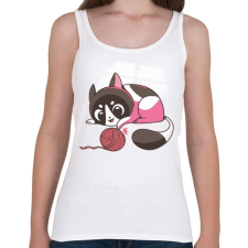 PRINTFASHION Cica  gombolyaggal - Női atléta - Fehér női trikó