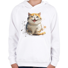 PRINTFASHION cica - Gyerek kapucnis pulóver - Fehér gyerek pulóver, kardigán