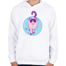PRINTFASHION Cica - Gyerek kapucnis pulóver - Fehér gyerek pulóver, kardigán