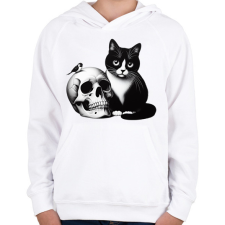 PRINTFASHION Cica - Gyerek kapucnis pulóver - Fehér gyerek pulóver, kardigán