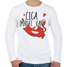 PRINTFASHION Cica imádat van - Férfi hosszú ujjú póló - Fehér férfi póló