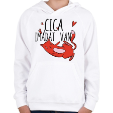 PRINTFASHION Cica imádat van - Gyerek kapucnis pulóver - Fehér gyerek pulóver, kardigán