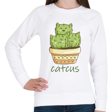 PRINTFASHION Cica - kaktusz - Catcus - Női pulóver - Fehér női pulóver, kardigán