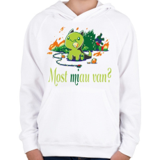 PRINTFASHION Cica karácsonya - most mi van  - Gyerek kapucnis pulóver - Fehér