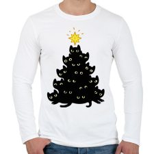 PRINTFASHION Cica karácsonyfa - Férfi hosszú ujjú póló - Fehér férfi póló