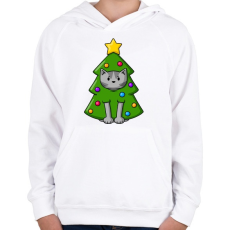 PRINTFASHION Cica karácsonyfa - Gyerek kapucnis pulóver - Fehér