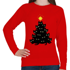 PRINTFASHION Cica karácsonyfa - Női pulóver - Piros női pulóver, kardigán