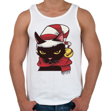 PRINTFASHION Cica karácsonyi sapka sál - Férfi atléta - Fehér atléta, trikó