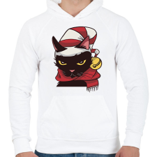 PRINTFASHION Cica karácsonyi sapka sál - Férfi kapucnis pulóver - Fehér férfi pulóver, kardigán