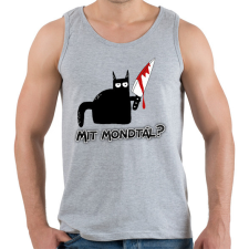 PRINTFASHION Cica késsel - Férfi atléta - Sport szürke atléta, trikó