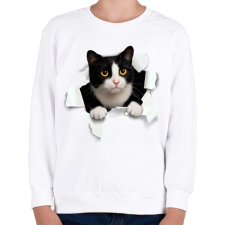 PRINTFASHION cica kitőr - Gyerek pulóver - Fehér gyerek pulóver, kardigán