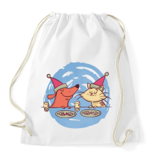 PRINTFASHION Cica kutya barátok  - Sportzsák, Tornazsák - Fehér tornazsák