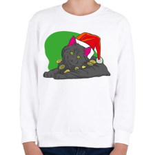 PRINTFASHION Cica mikulás sapkában - Gyerek pulóver - Fehér gyerek pulóver, kardigán