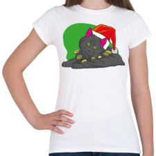 PRINTFASHION Cica mikulás sapkában - Női póló - Fehér női póló