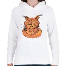 PRINTFASHION Cica - Női kapucnis pulóver - Fehér női pulóver, kardigán