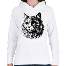 PRINTFASHION Cica - Női kapucnis pulóver - Fehér női pulóver, kardigán