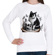 PRINTFASHION Cica - Női pulóver - Fehér női pulóver, kardigán