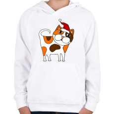 PRINTFASHION Cica sapkában - Gyerek kapucnis pulóver - Fehér