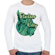 PRINTFASHION Cica szabadságszobor - Férfi hosszú ujjú póló - Fehér férfi póló