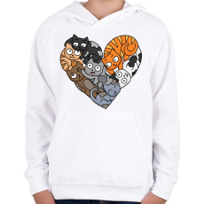 PRINTFASHION Cica szerelem - Gyerek kapucnis pulóver - Fehér