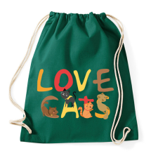 PRINTFASHION Cica szeretet - Sportzsák, Tornazsák - Sötétzöld tornazsák