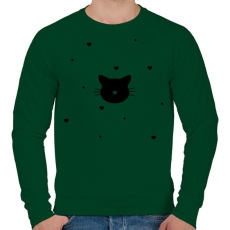 PRINTFASHION Cica szívekkel - Férfi pulóver - Sötétzöld