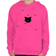 PRINTFASHION Cica szívekkel - Gyerek kapucnis pulóver - Fukszia gyerek pulóver, kardigán