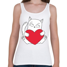 PRINTFASHION Cica szívvel - Női atléta - Fehér női trikó