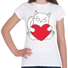 PRINTFASHION Cica szívvel - Női póló - Fehér női póló