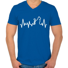 PRINTFASHION Cica szívverés - Férfi V-nyakú póló - Királykék