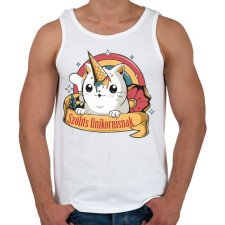 PRINTFASHION Cica - Szólíts unikornisnak - Férfi atléta - Fehér atléta, trikó