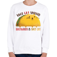 PRINTFASHION Cica - Taco cat visszafelé is olvasva is taco cat  - Gyerek pulóver - Fehér gyerek pulóver, kardigán