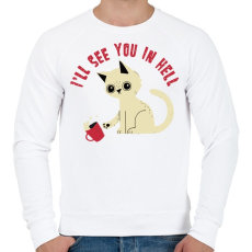 PRINTFASHION Cica - találkozunk a pokolban - Férfi pulóver - Fehér