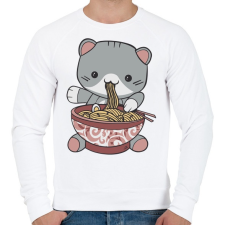 PRINTFASHION Cica tésztával - Férfi pulóver - Fehér férfi pulóver, kardigán