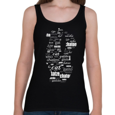 PRINTFASHION cica többnyelven - Női atléta - Fekete női trikó