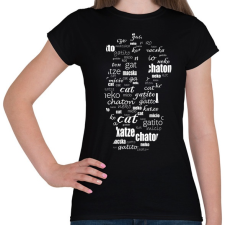 PRINTFASHION cica többnyelven - Női póló - Fekete női póló