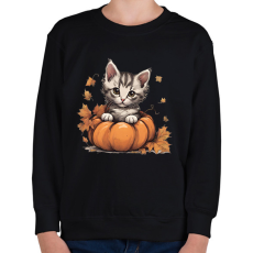 PRINTFASHION cica tökben - Gyerek pulóver - Fekete