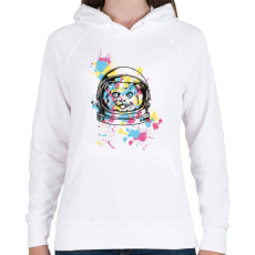 PRINTFASHION Cica - úrhajós - Női kapucnis pulóver - Fehér