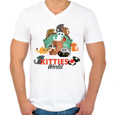 PRINTFASHION Cica világ - Férfi V-nyakú póló - Fehér férfi póló