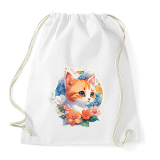PRINTFASHION Cica virágokkal - Sportzsák, Tornazsák - Fehér tornazsák