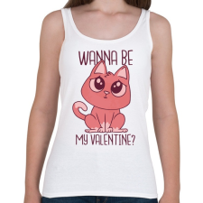 PRINTFASHION Cica - Wanna be my Valentine - Női atléta - Fehér női trikó