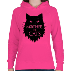 PRINTFASHION Cicák anyukája - Női kapucnis pulóver - Fukszia
