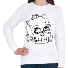 PRINTFASHION Cicák és koponya - Női pulóver - Fehér női pulóver, kardigán